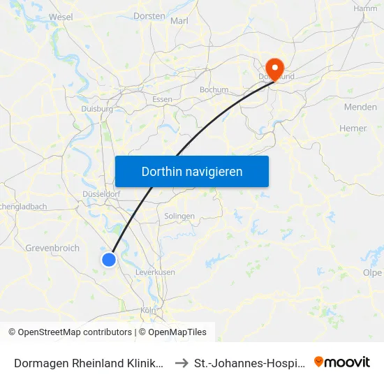 Dormagen Rheinland Klinikum to St.-Johannes-Hospital map