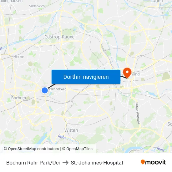 Bochum Ruhr Park/Uci to St.-Johannes-Hospital map