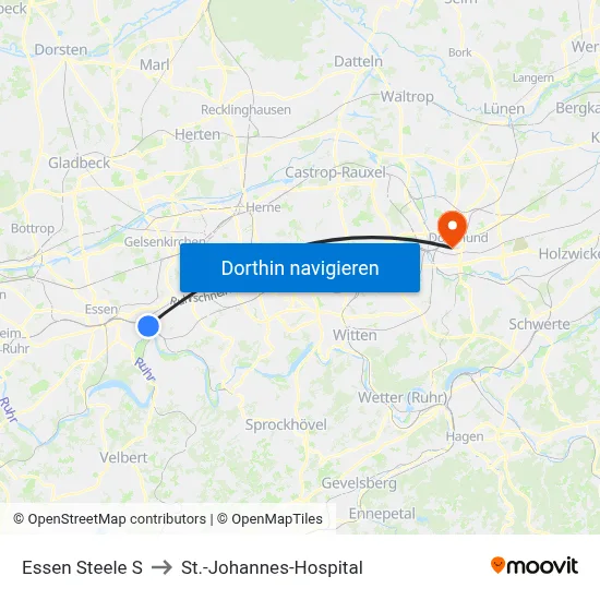 Essen Steele S to St.-Johannes-Hospital map
