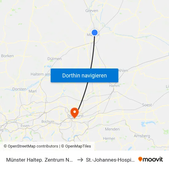 Münster Haltep.  Zentrum Nord to St.-Johannes-Hospital map