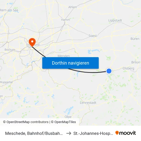 Meschede, Bahnhof/Busbahnhof to St.-Johannes-Hospital map