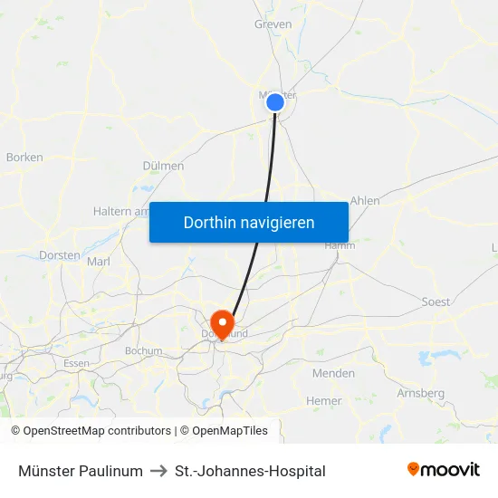 Münster Paulinum to St.-Johannes-Hospital map