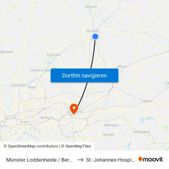 Münster Loddenheide / Beresa to St.-Johannes-Hospital map