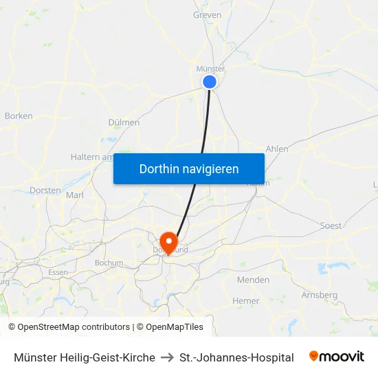Münster Heilig-Geist-Kirche to St.-Johannes-Hospital map