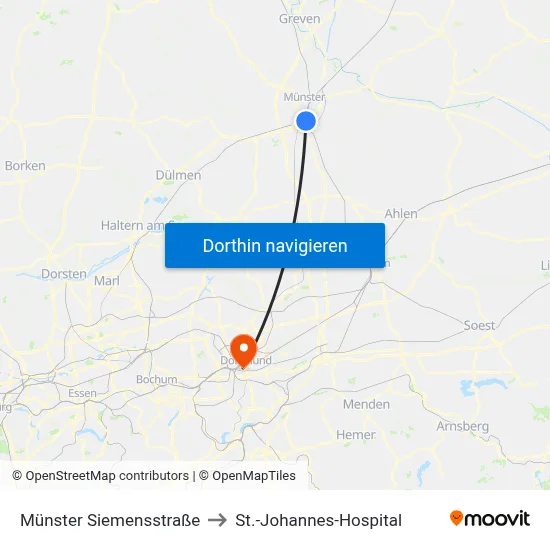 Münster Siemensstraße to St.-Johannes-Hospital map
