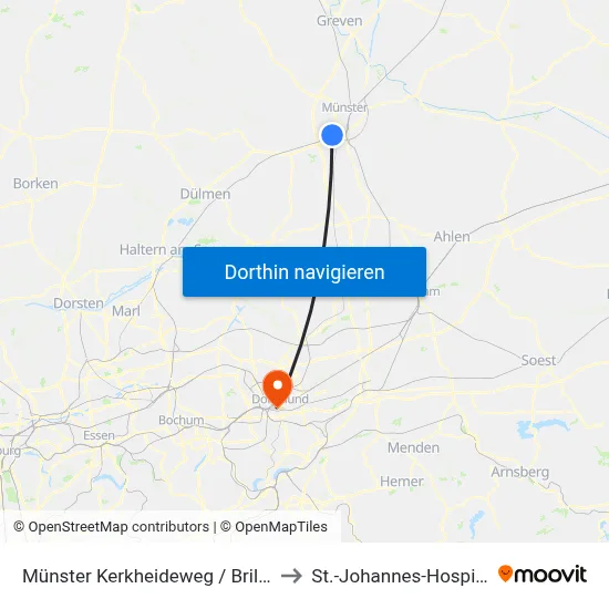 Münster Kerkheideweg / Brillux to St.-Johannes-Hospital map