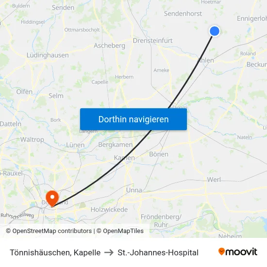 Tönnishäuschen, Kapelle to St.-Johannes-Hospital map