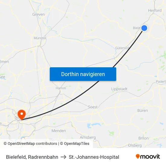 Bielefeld, Radrennbahn to St.-Johannes-Hospital map