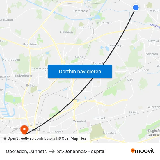 Oberaden, Jahnstr. to St.-Johannes-Hospital map