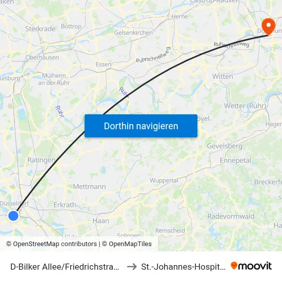 D-Bilker Allee/Friedrichstraße to St.-Johannes-Hospital map