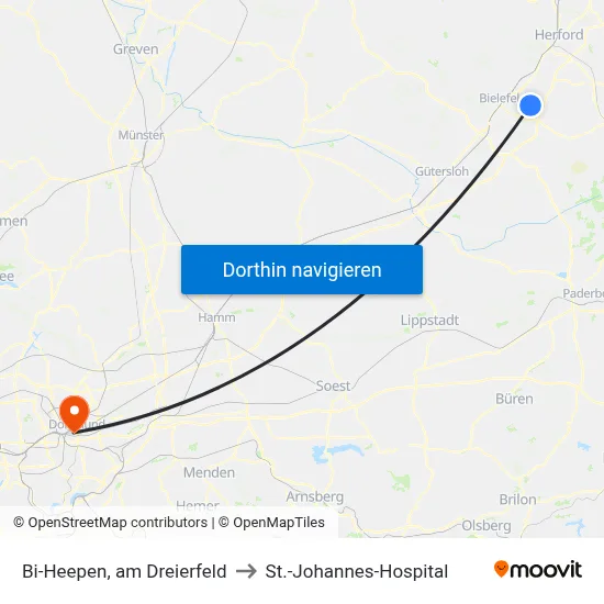 Bi-Heepen, am Dreierfeld to St.-Johannes-Hospital map