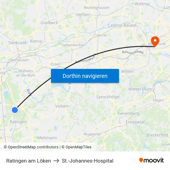 Ratingen am Löken to St.-Johannes-Hospital map