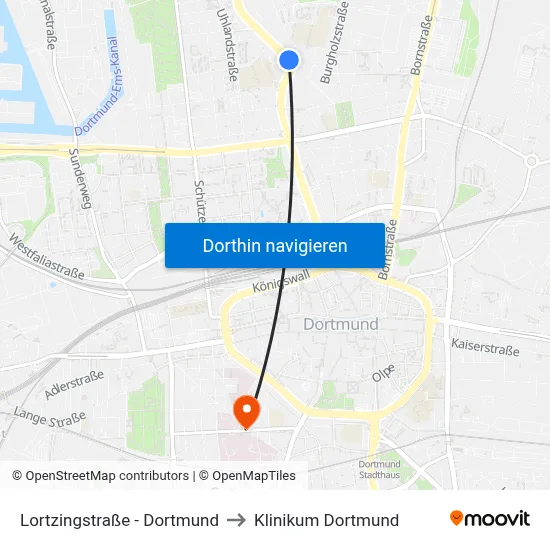 Lortzingstraße - Dortmund to Klinikum Dortmund map