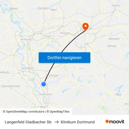 Langenfeld Gladbacher Str. to Klinikum Dortmund map