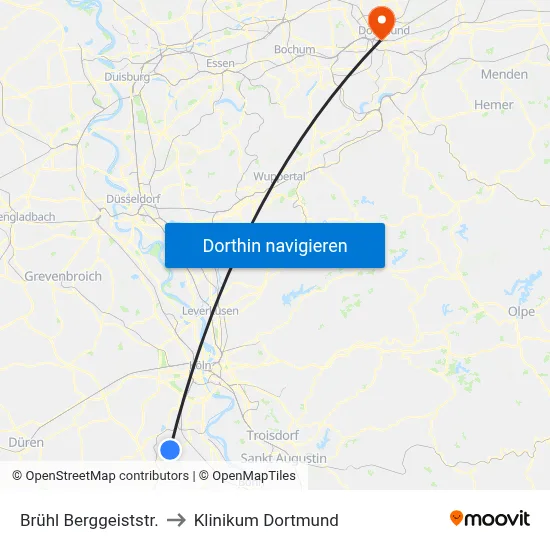 Brühl Berggeiststr. to Klinikum Dortmund map