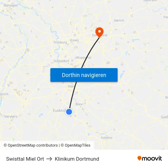 Swisttal Miel Ort to Klinikum Dortmund map