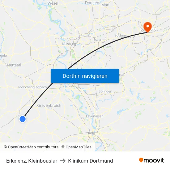 Erkelenz, Kleinbouslar to Klinikum Dortmund map