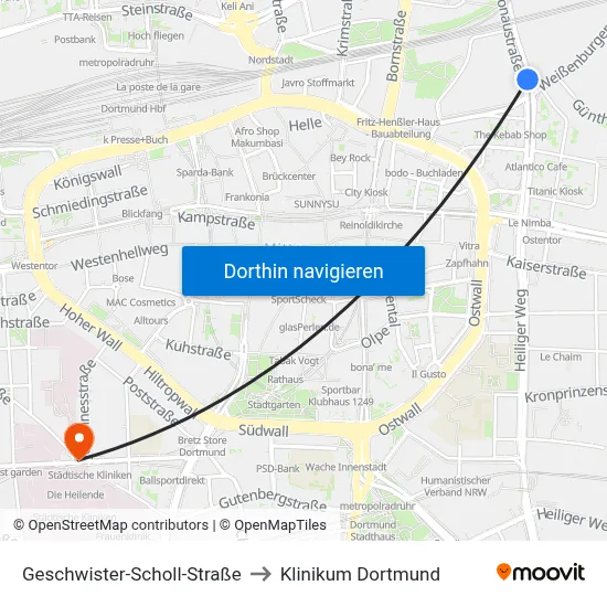 Geschwister-Scholl-Straße to Klinikum Dortmund map
