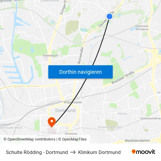 Schulte Rödding - Dortmund to Klinikum Dortmund map