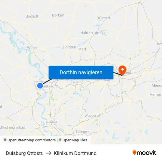 Duisburg Ottostr. to Klinikum Dortmund map
