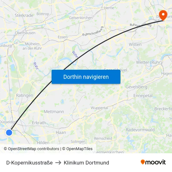 D-Kopernikusstraße to Klinikum Dortmund map