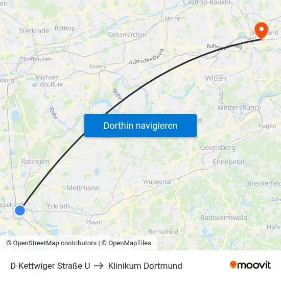 D-Kettwiger Straße U to Klinikum Dortmund map