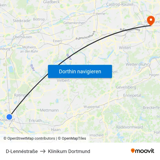 D-Lennéstraße to Klinikum Dortmund map