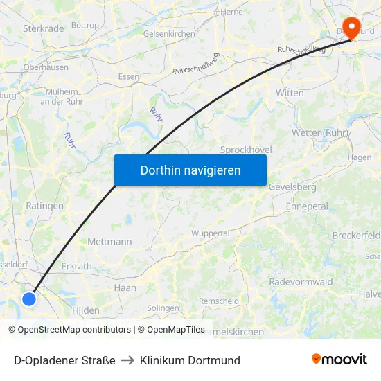 D-Opladener Straße to Klinikum Dortmund map