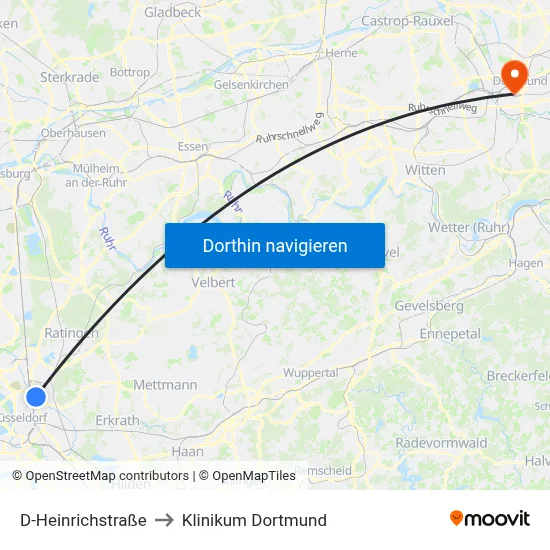 D-Heinrichstraße to Klinikum Dortmund map