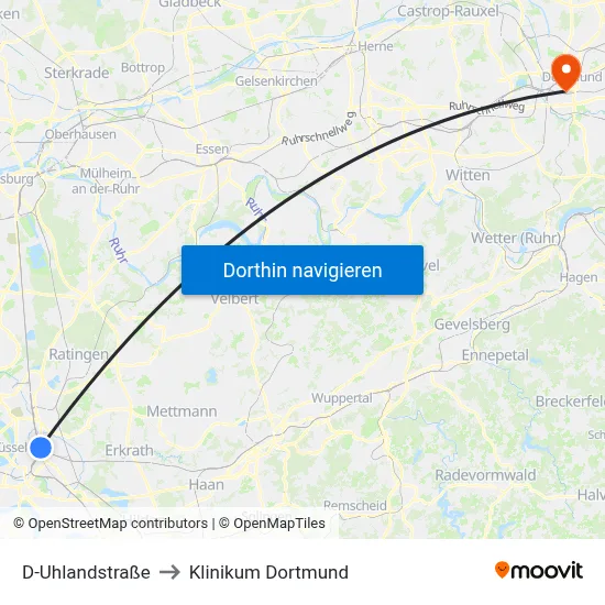 D-Uhlandstraße to Klinikum Dortmund map