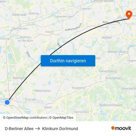 D-Berliner Allee to Klinikum Dortmund map