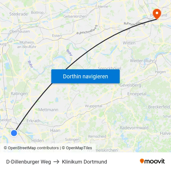 D-Dillenburger Weg to Klinikum Dortmund map