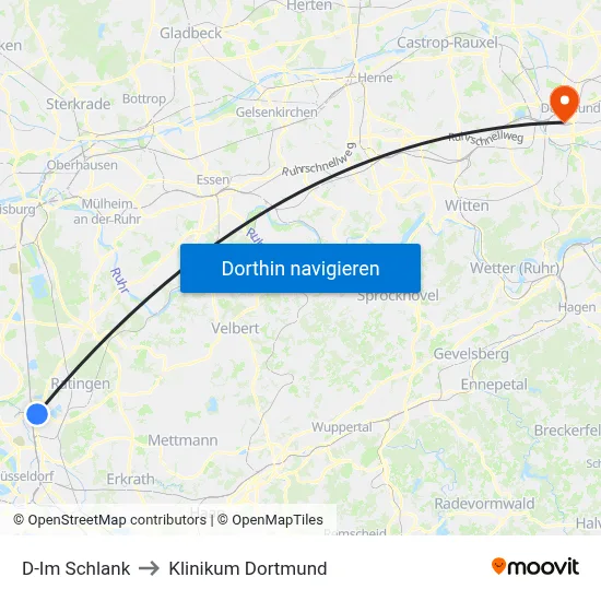 D-Im Schlank to Klinikum Dortmund map