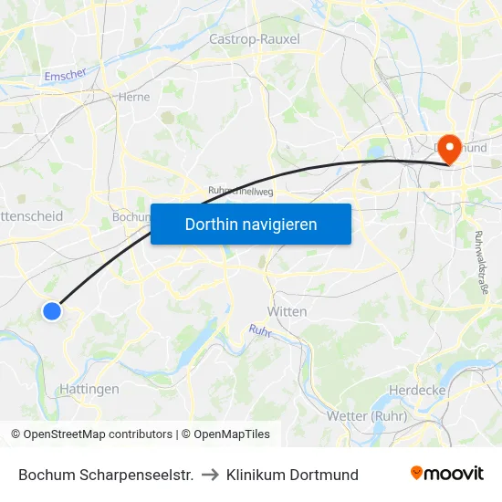 Bochum Scharpenseelstr. to Klinikum Dortmund map