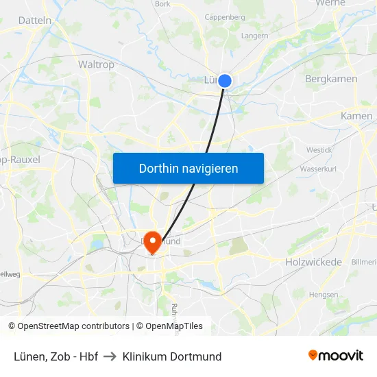 Lünen, Zob - Hbf to Klinikum Dortmund map