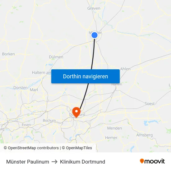 Münster Paulinum to Klinikum Dortmund map