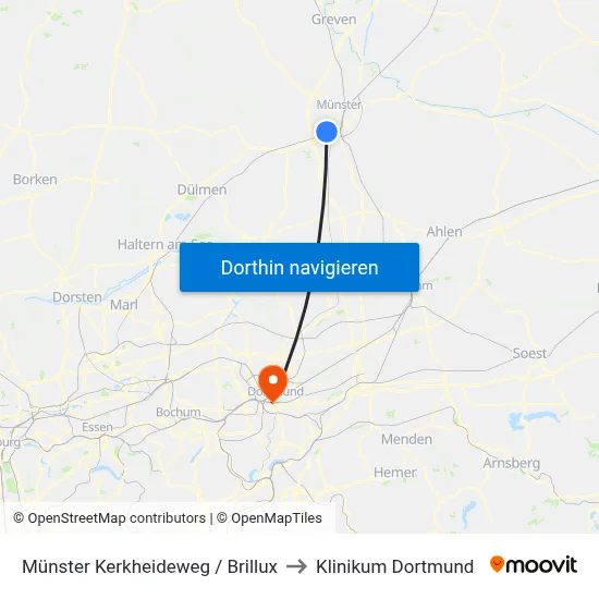 Münster Kerkheideweg / Brillux to Klinikum Dortmund map