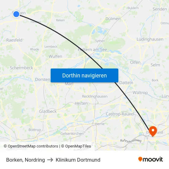 Borken, Nordring to Klinikum Dortmund map