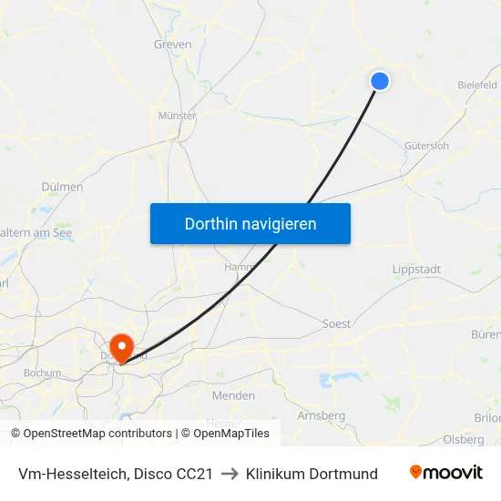 Vm-Hesselteich, Disco CC21 to Klinikum Dortmund map