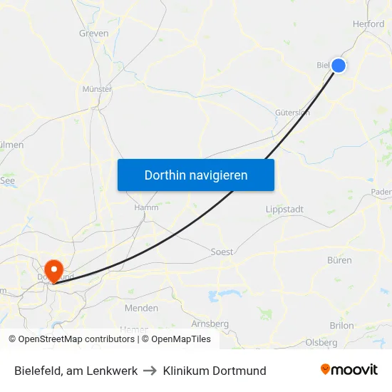 Bielefeld, am Lenkwerk to Klinikum Dortmund map