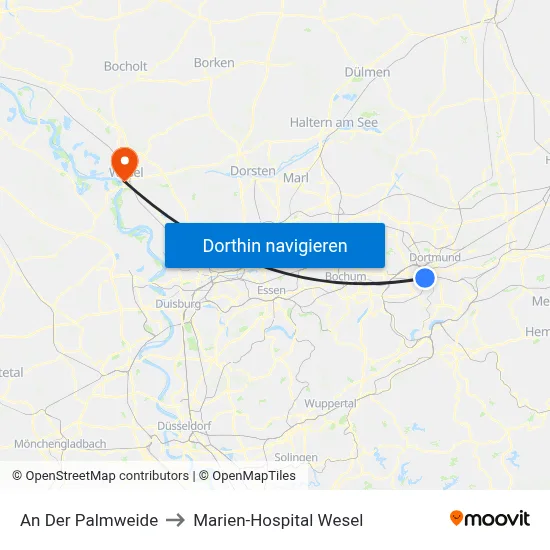 An Der Palmweide to Marien-Hospital Wesel map