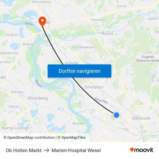 Ob Holten Markt to Marien-Hospital Wesel map