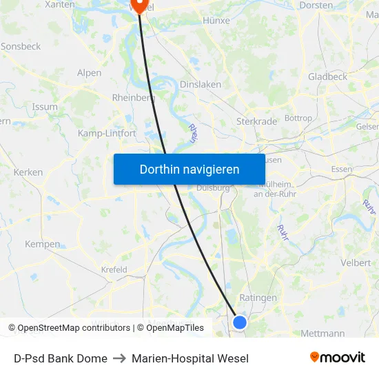 D-Psd Bank Dome to Marien-Hospital Wesel map
