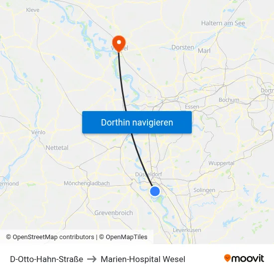 D-Otto-Hahn-Straße to Marien-Hospital Wesel map