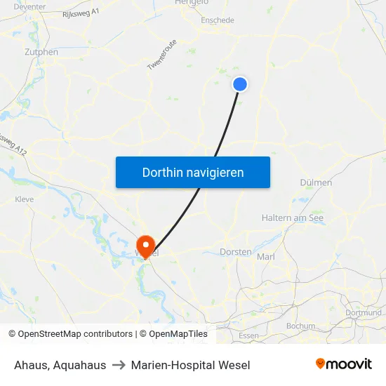 Ahaus, Aquahaus to Marien-Hospital Wesel map