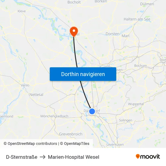 D-Sternstraße to Marien-Hospital Wesel map