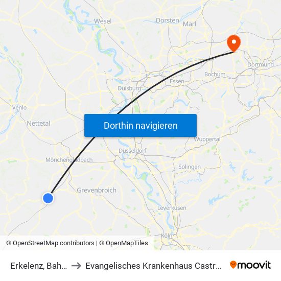 Erkelenz, Bahnhof to Evangelisches Krankenhaus Castrop-Rauxel map