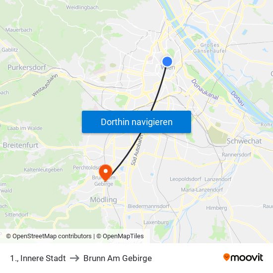 1., Innere Stadt to Brunn Am Gebirge map
