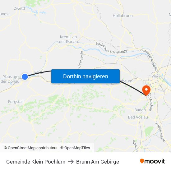 Gemeinde Klein-Pöchlarn to Brunn Am Gebirge map