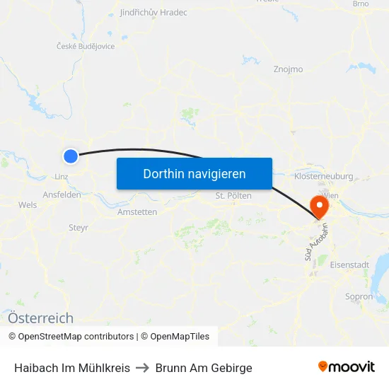 Haibach Im Mühlkreis to Brunn Am Gebirge map